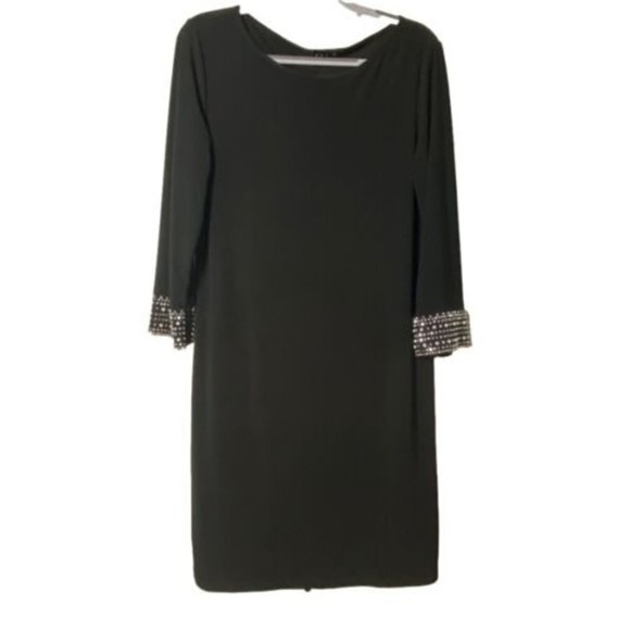 🖤 NWT Tiana B. Black Knit Dress | Size M | Long‎ Sleeves with Beaded Cuff 🖤 - Picture 1 of 5